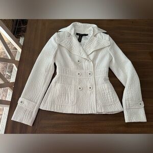 Grass Collection White Textured Blazer - Size Small